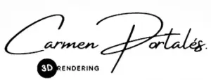 Logotipo caligráfico en el que pone Carmen Portalés 3D