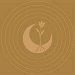 Dibujo de una luna la cual le esta creciendo una planta