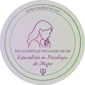 Logotipo con la silueta de una mujer en el que pone Paula González Psicóloga Online