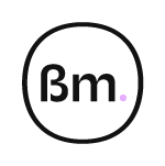 Letras B y m que conforman rodeadas de un círculo negro